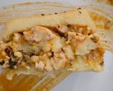 Foto del paso 9 de la receta: Pastel de patatas relleno de gambas con cobertura de bechamel de gambas