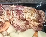 Foto del paso 4 de la receta: Tapa de nalga novillo mechada. Con papas y zapallo
