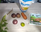 A picture of step 1 of Beef Stir-Fry with Russian Salad.