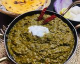 A picture of step 8 of Sarson Ka Saag and Makki Ki Roti.