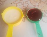 A picture of step 2 of Red Velvet Rava Dhokla.