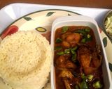 A picture of step 7 of Orange rice, Chicken Stew and Creamy Cabbage Salad.
