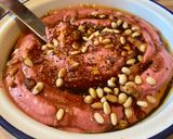 A picture of step 4 of Beetroot Humous.