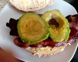 A picture of step 5 of My Avocado Streaky Bacon and Fried Egg Bagel. 💜.