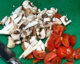 A picture of step 2 of Egg, mushroom & halloumi “breakfast muffins”.