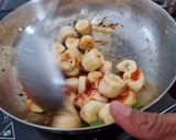 A picture of step 1 of Kela nu shak (ripe banana curry).