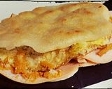 Foto del passaggio 5 della ricetta Piadina di riso con frittata di porri, pollo e pecorino
