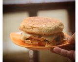 A picture of step 3 of Cheezy grill burgers with homemade orange sauce (tikka sauce).