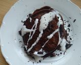 A picture of step 3 of Keto chocolate pancakes with mascarpone (no flour, no sugar).
