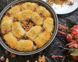 A picture of step 5 of Kunefa filled with Walnuts.
