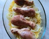 Sült csirkecomb krumpli ágyon recept fázis 4 fotója