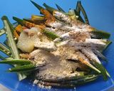 A picture of step 2 of Kurkuri Bhindi.