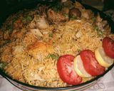 A picture of step 6 of Chicken Achari biryani.