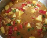 A picture of step 3 of Bechamel based veggie chicken curry soup.