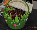 A picture of step 1 of White Chocolate dipped Cherries.