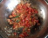 A picture of step 3 of Hara chana masala curry.
