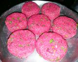 A picture of step 4 of Beetroot Tikki Chat.