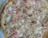 Une image de l'étape 4 de Quiche aux pleurotes, jambon, chèvre.