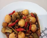 Foto langkah ke 6 dari resep Telur Puyuh Sayur Asin Kecap.