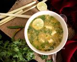 A picture of step 9 of Veg. Coriander Lemon Soup with Paneer and Lemongrass.
