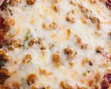 A picture of step 3 of Chicken cheese pizza 🍕.