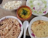 A picture of step 9 of Punjabi kadhi pakora thali.