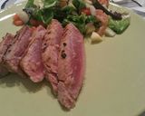 A picture of step 10 of Tuna tataki with white miso.