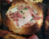 A picture of step 9 of Bacon crust with baked egg ponds.