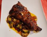 Foto del paso 5 de la receta Tira de churrasco de cerdo a la miel con calabacín
