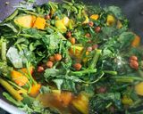 A picture of step 3 of Notey Shaak Ghonto (Green Amaranth and Mixed Vegetables Curry).