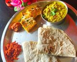 A picture of step 4 of Jowar bhakri with vegetable zunka wadi.