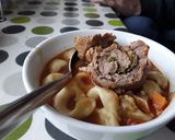 A picture of step 5 of Meat rolls with pasta.
