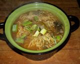 A picture of step 7 of My super easy honey pork and sirracha ramen soup.