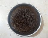 A picture of step 4 of Santa chocolate cake.