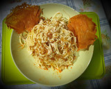 Foto del paso 5 de la receta: Spaghetti con pollo, nata y cebolla caramelizada