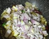A picture of step 5 of Dal Chingri/Red Lentils with Shrimps.