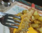 Foto del paso 6 de la receta: Milanesa de no pollo vegana con papas doble cocción