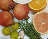 A picture of step 1 of Smoked Rosemary Grapefruit/Pomegranate/Orange/Lemon Mocktail.