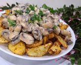 عکس مرحله 10 از دستور سیب زمینی تنوری با سس قارچ 😋