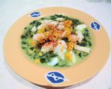 Foto del paso 3 de la receta: Espinaca fresca con calabacín en crema y huevo duro 🥚