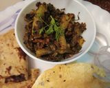 A picture of step 5 of Bombay duck with masala okra.
