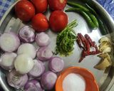 A picture of step 1 of Dosa with coconut chutney.