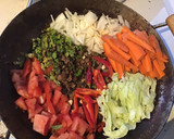 A picture of step 2 of California Farm Stirfried Ground Beef with Roasted Peanuts.