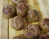 A picture of step 10 of Spicy Tomato and basil Soup with Cheezy Meatballs.