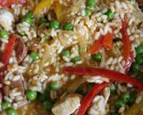A picture of step 8 of Vickys Chorizo & Chicken Risotto, GF DF EF SF NF.
