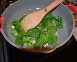 A picture of step 3 of Shrimp Scampi with Greens.