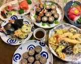 A picture of step 19 of Soba noodle Roll Sushi with shrimp Tempura.