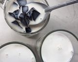 A picture of step 6 of Grass Jelly with Fresh Milk, Honey, and Coconut Milk.
