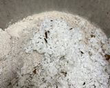 A picture of step 1 of Ragi rotti with drumstick leaves.