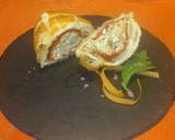 Foto del paso 7 de la receta: Caracolas rellenas de bonito y queso de cabra y pimiento relleno envuelto en hojaldre